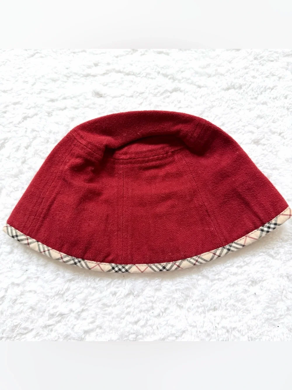 Burberry Baby Hat Girls Nova Check Plaid Cotton Red Authentic Bucket Hat